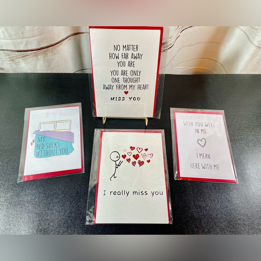 Adult Love/Miss You Greeting Card Bundle -4Pc Set NWT